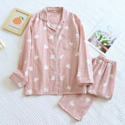 Women's Pajama Set Long Sleeve Pants with Hearts