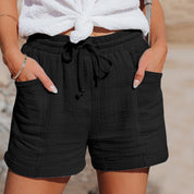 Summer Women's Shorts with Drawstring and Loose Fit