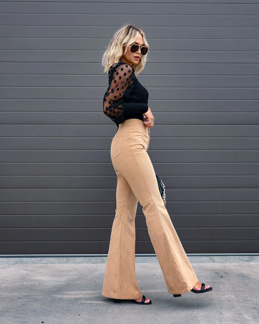 Elegant Women's Velvet Pants with High Waist and Wide Legs