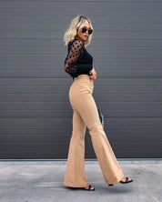 Elegant Women's Velvet Pants with High Waist and Wide Legs
