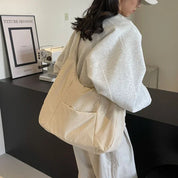 Oversized Shoulder Bag with Front Pockets