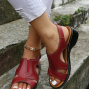 Women’s Orthopedic Leather Sandals With Comfortable Heel