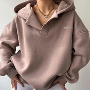 Classic Oversized Hoodie with V-Neck Soft for Women