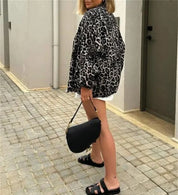 Women's Bomber Jacket with Leopard Print