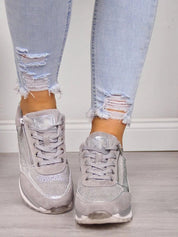 Comfortable Women's Sneakers with Zipper and Lace Closure