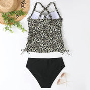 Women's Shaping Tankini with Halter Neck and Ruching Detail