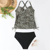 Women's Shaping Tankini with Halter Neck and Ruching Detail