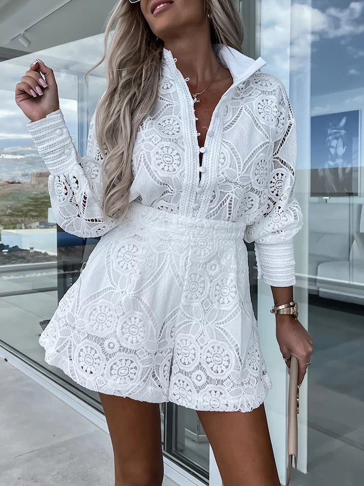 Aylin - Boho Women's Playsuit with Lace Details