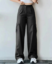 High Waist Cargo Pants for Women with Wide Legs