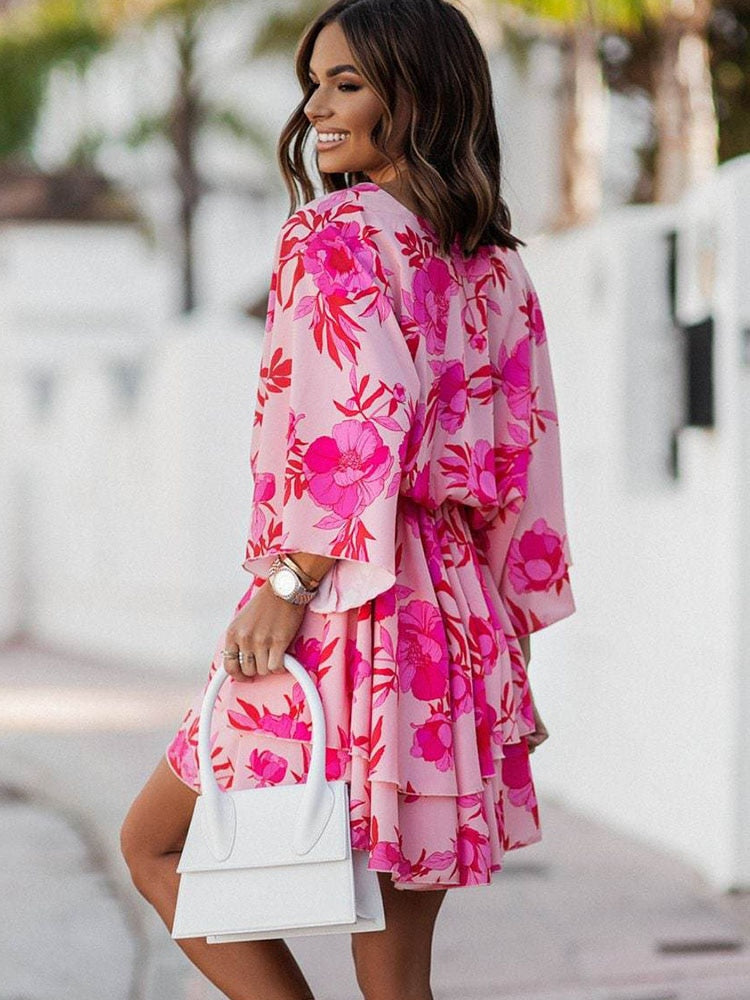 Joyce - Flowy Mini Dress with a Summery Flair