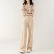 Luxury Women's Corduroy Pants with Wide Legs and Elastic Waist