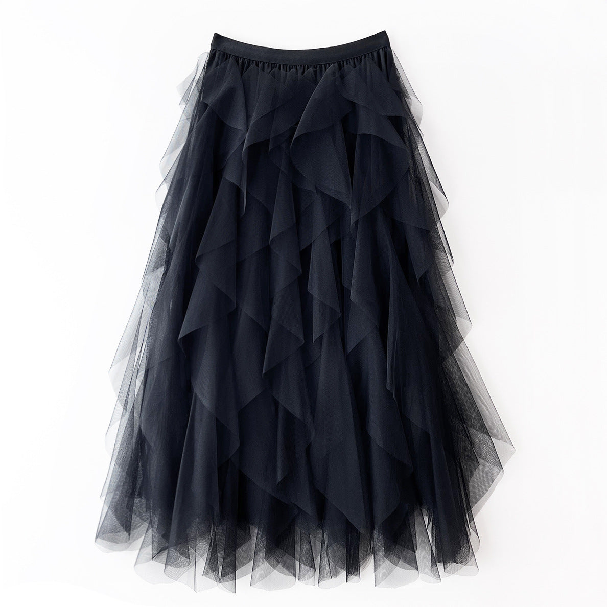 Elegant Airy Women's Tulle Maxi Skirt with Layered Ruffles