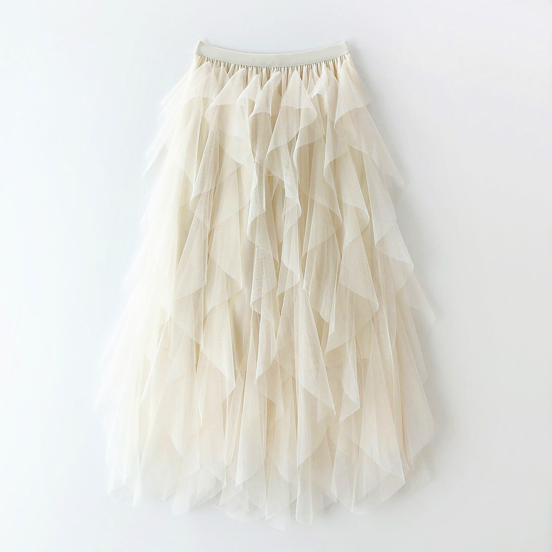 Elegant Airy Women's Tulle Maxi Skirt with Layered Ruffles