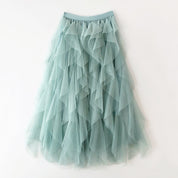 Elegant Airy Women's Tulle Maxi Skirt with Layered Ruffles