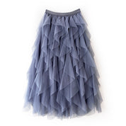 Elegant Airy Women's Tulle Maxi Skirt with Layered Ruffles