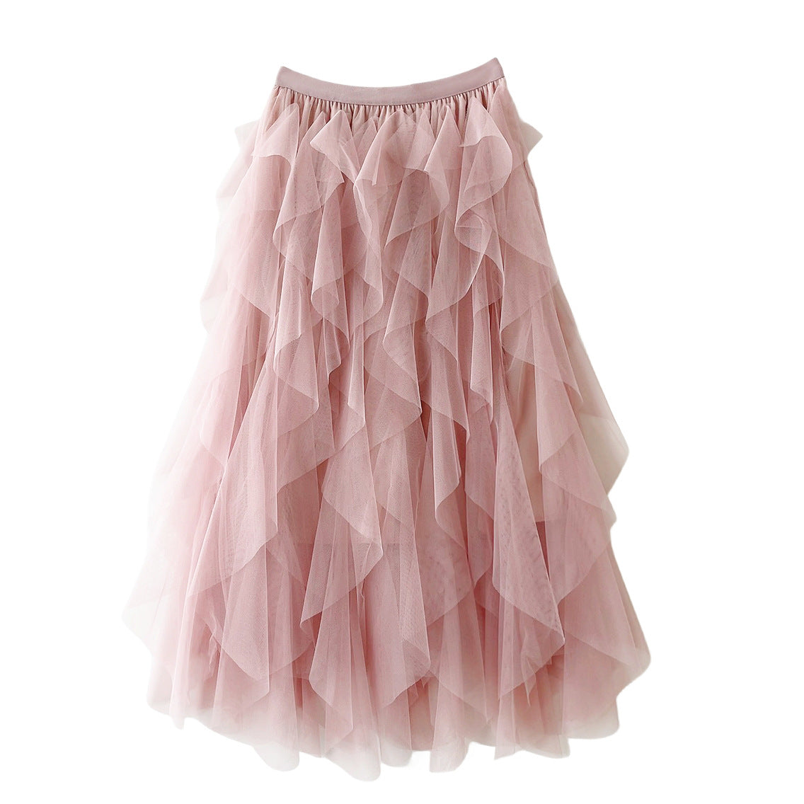 Elegant Airy Women's Tulle Maxi Skirt with Layered Ruffles