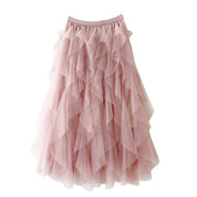 Elegant Airy Women's Tulle Maxi Skirt with Layered Ruffles
