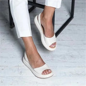 Leather Sandals With Wedge Heel And Open Toe For Women