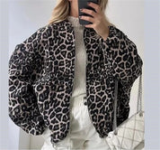 Women's Bomber Jacket with Leopard Print