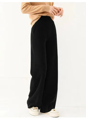 Luxury Women's Corduroy Pants with Wide Legs and Elastic Waist
