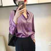Satin Blouse for Women with Classic Collar and Elegant Fit