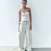 Shiny Strapless Party Top for Women