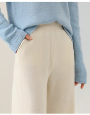 Luxury Women's Corduroy Pants with Wide Legs and Elastic Waist