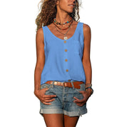 Tank Top with Buttons and Round Neck