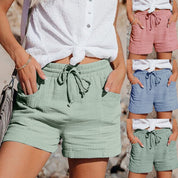 Summer Women's Shorts with Drawstring and Loose Fit