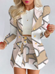 Women's Top & Skirt Set with Blazer and Stylish Look