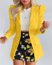 Women's Top & Skirt Set with Blazer and Stylish Look