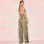 Glitter High-Waisted Wide-Leg Pants for Women