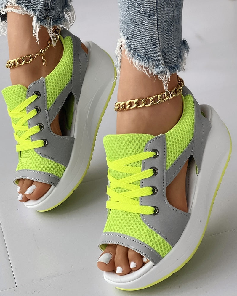 Trendy Sandals With Laces And Thick Sole For Women