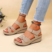 Casual Wedge Heel Sandals With Adjustable Closure For Women