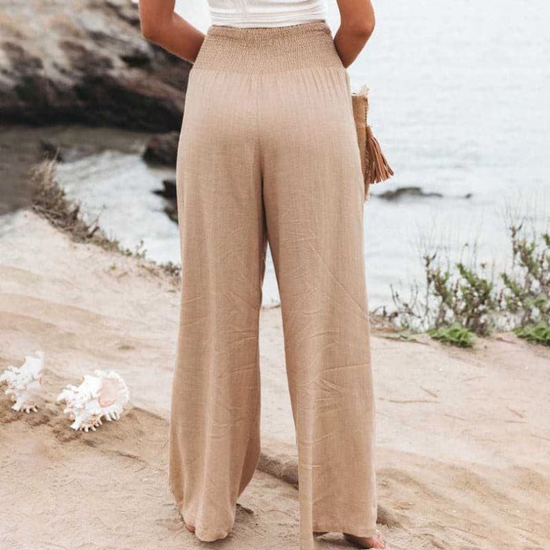 Palazzo Pants with Smocked Waist and Wide Legs