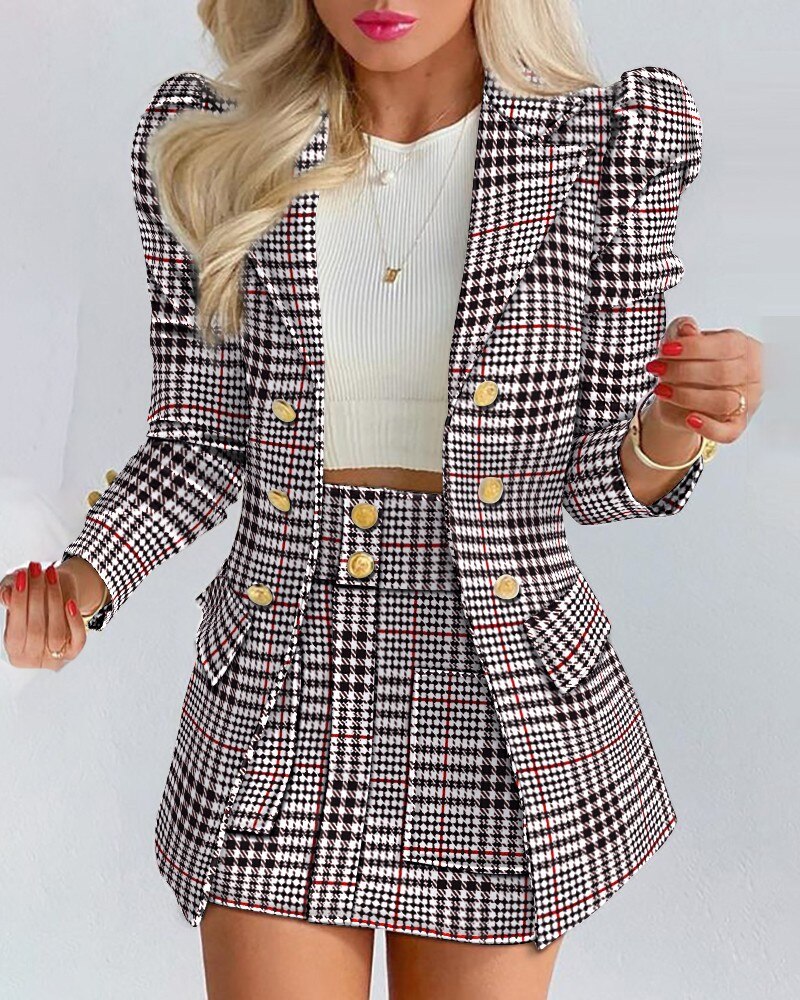 Women's Top & Skirt Set with Blazer and Stylish Look