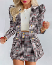 Women's Top & Skirt Set with Blazer and Stylish Look