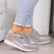 Comfortable Women's Sneakers with Zipper and Lace Closure
