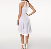 Luxury A-Line Mini Cocktail Dress for Women with Halter Neck