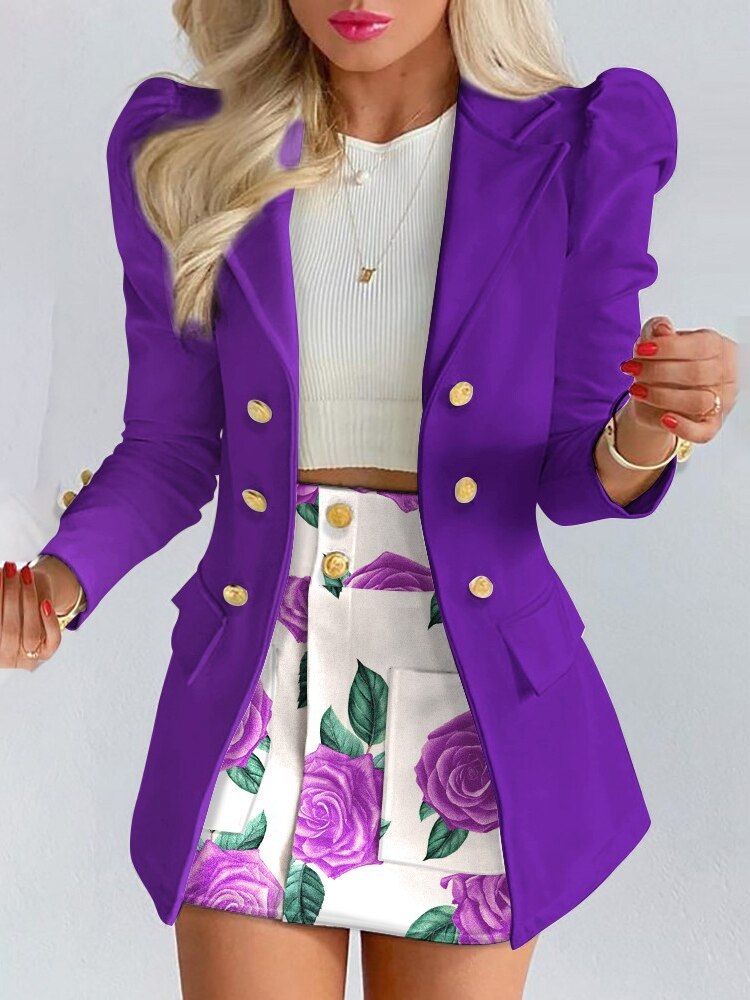 Women's Top & Skirt Set with Blazer and Stylish Look