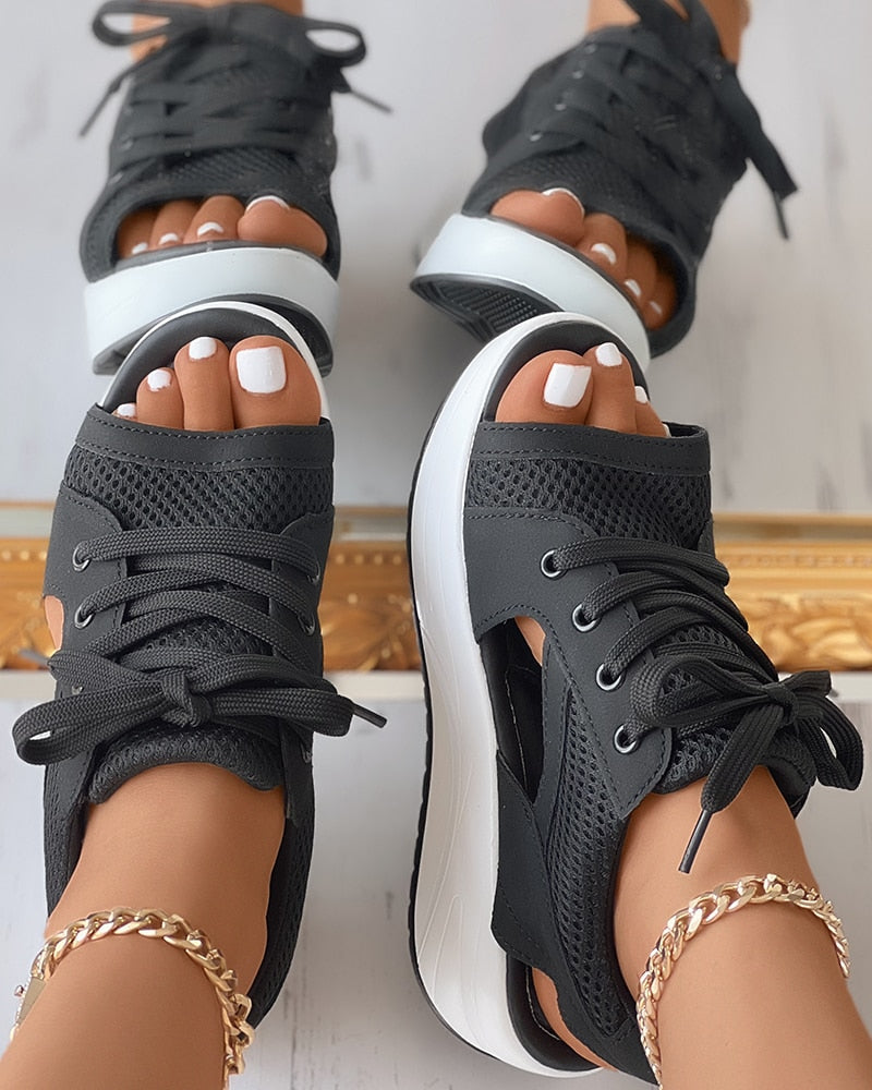 Trendy Sandals With Laces And Thick Sole For Women