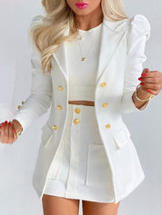 Women's Top & Skirt Set with Blazer and Stylish Look