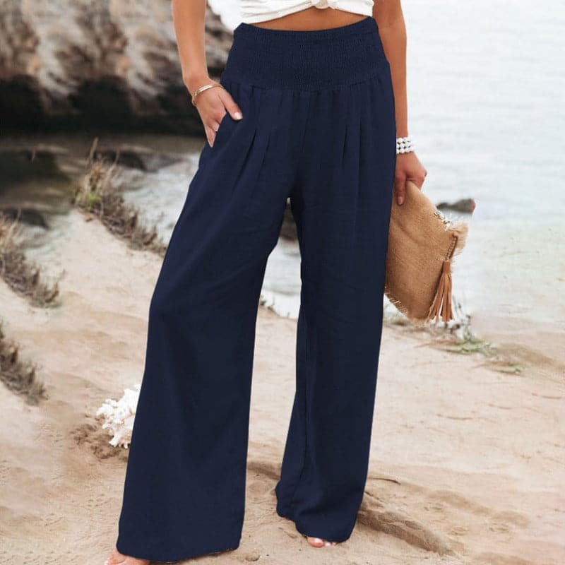 Palazzo Pants with Smocked Waist and Wide Legs