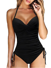 Women's Shaping Tankini with Halter Neck and Ruching Detail