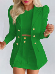 Women's Top & Skirt Set with Blazer and Stylish Look