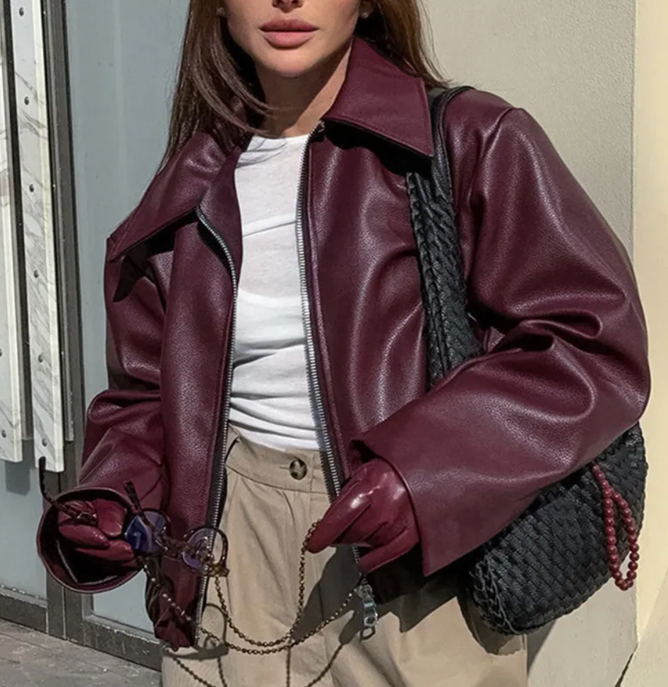 Trendy Short Leather-Look Jacket for Women