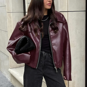 Trendy Short Leather-Look Jacket for Women
