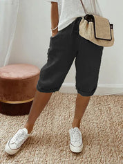 Lightweight Capri Pants for Women with Elastic Waist and Drawstring