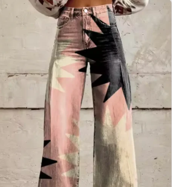 Palazzo Pants with Print for Women with High Waist and Wide Legs
