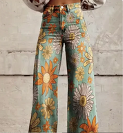 Palazzo Pants with Print for Women with High Waist and Wide Legs